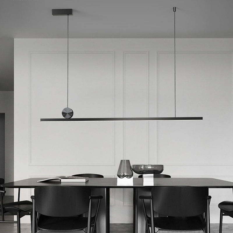 Style moderne linéaire îlot Light Metal 1-Light Island Éclairage en noir