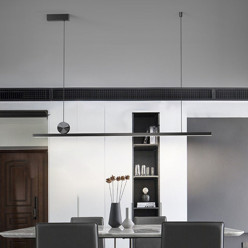 Style moderne linéaire îlot Light Metal 1-Light Island Éclairage en noir