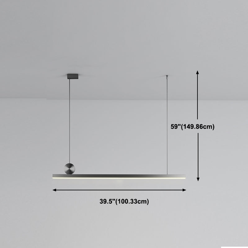 Style moderne linéaire îlot Light Metal 1-Light Island Éclairage en noir