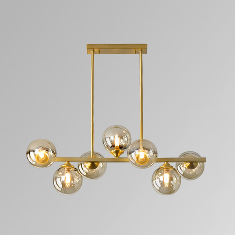 Moderne Stil Kugelform Island Lichter Glass Island Anhänger in Gold