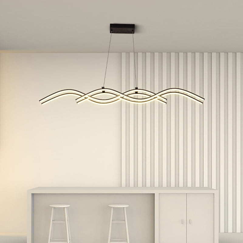 Ideas de iluminación de la isla de forma lineal de estilo moderno metal 4 colgantes de la isla ligera