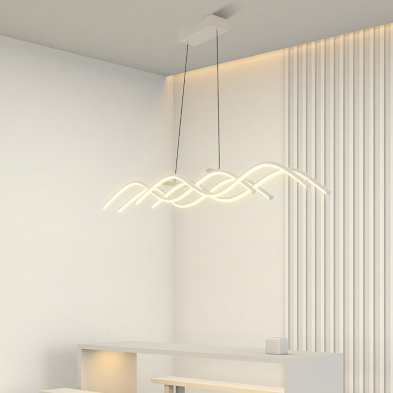 Ideas de iluminación de la isla de forma lineal de estilo moderno metal 4 colgantes de la isla ligera