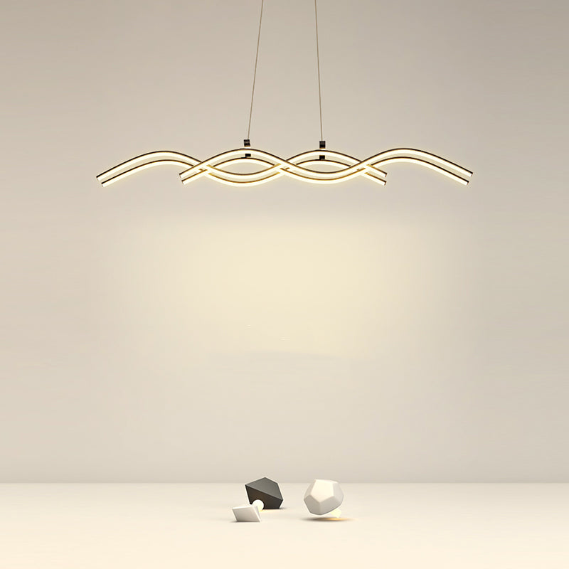 Ideas de iluminación de la isla de forma lineal de estilo moderno metal 4 colgantes de la isla ligera