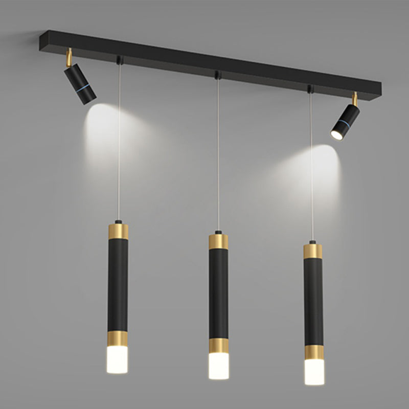 Luz de la isla de cilindro de estilo contemporáneo Luz de la isla de metal en negro