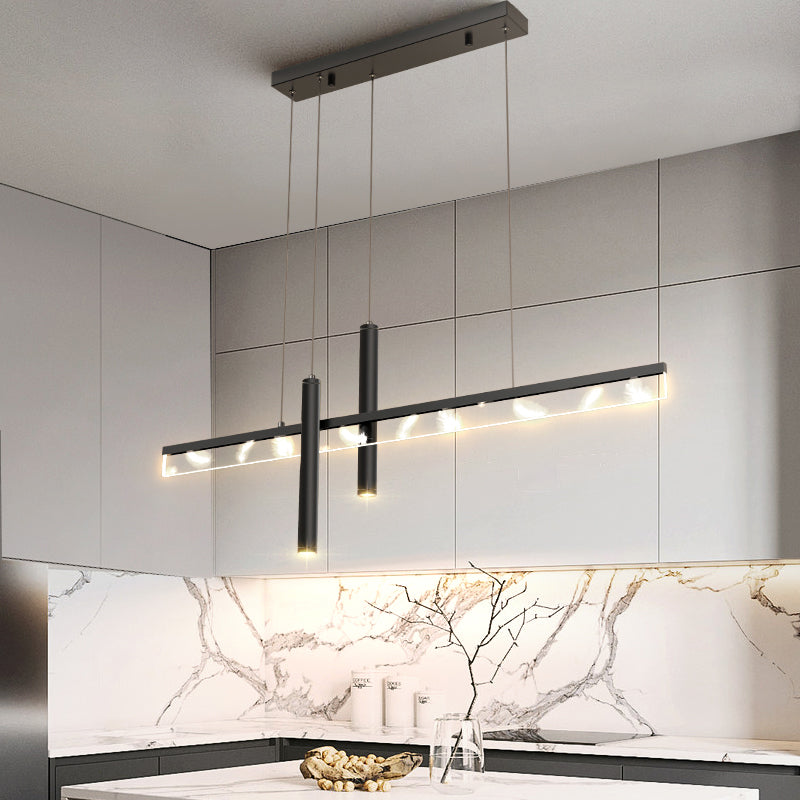 Contemporary Style Linear Island Lighting Metal 3 Light Island Light Fixtures