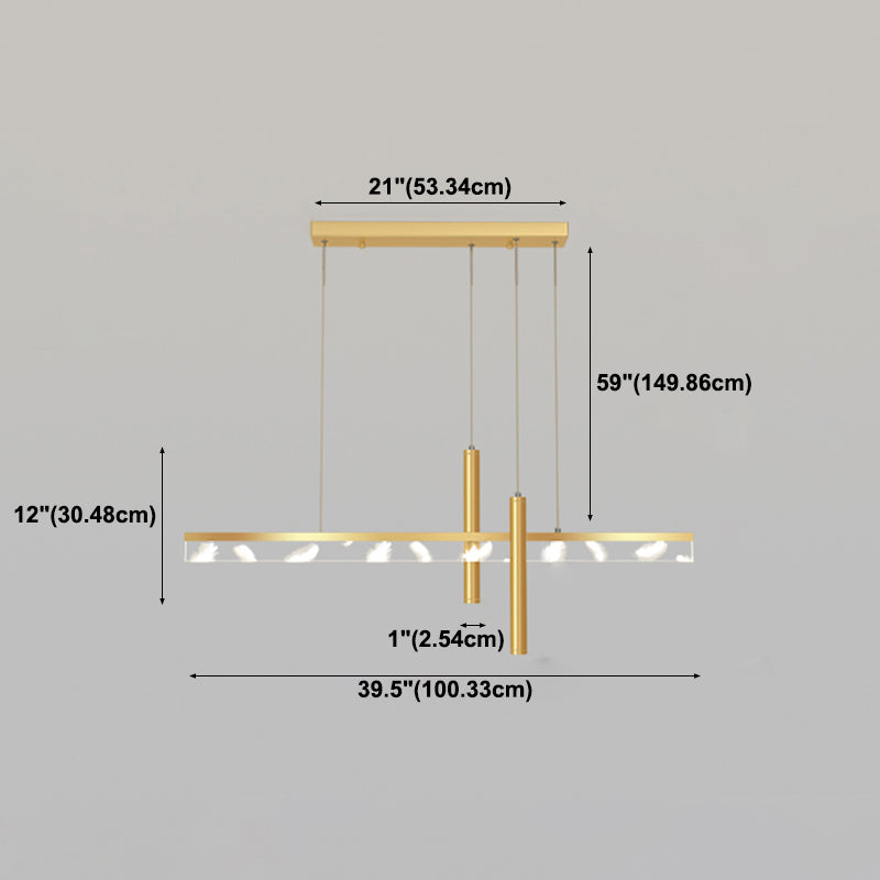 Contemporary Style Linear Island Lighting Metal 3 Light Island Light Fixtures
