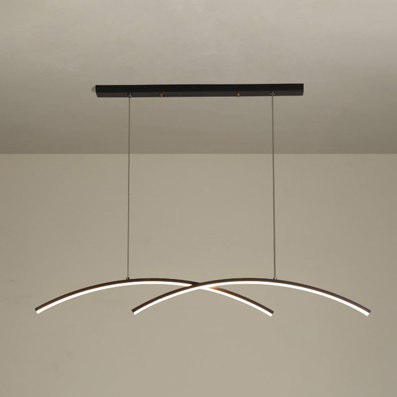 Idées d'éclairage d'île linéaire de style moderne en métal 2 pendentifs îlots légers en or