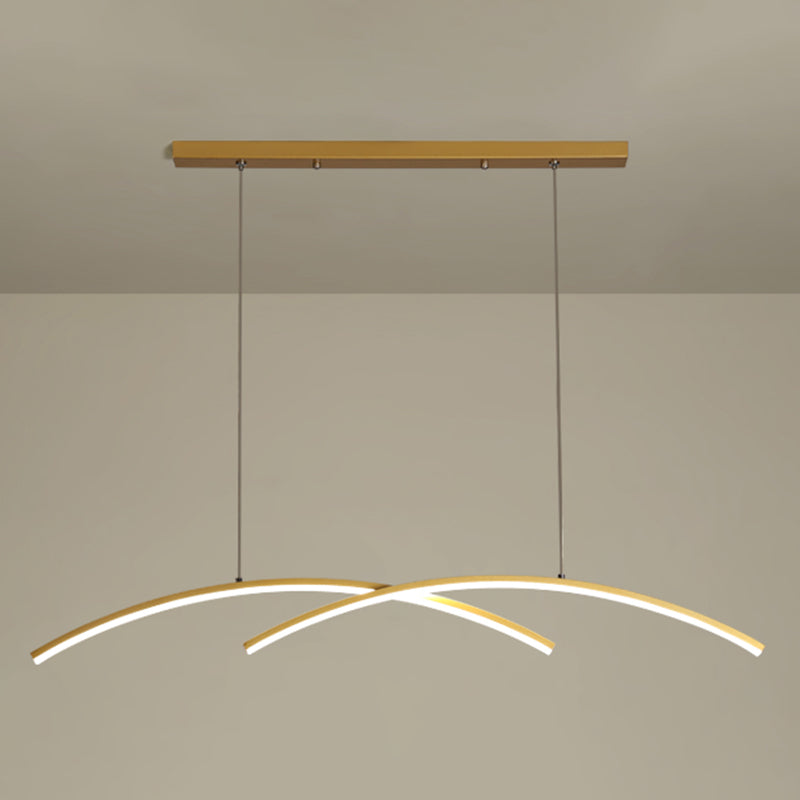 Idées d'éclairage d'île linéaire de style moderne en métal 2 pendentifs îlots légers en or