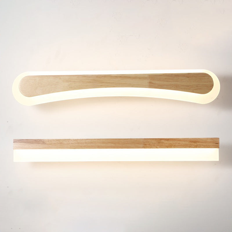 Iluminación de apliques de pared de madera Luz de montaje de pared LED simple para baño