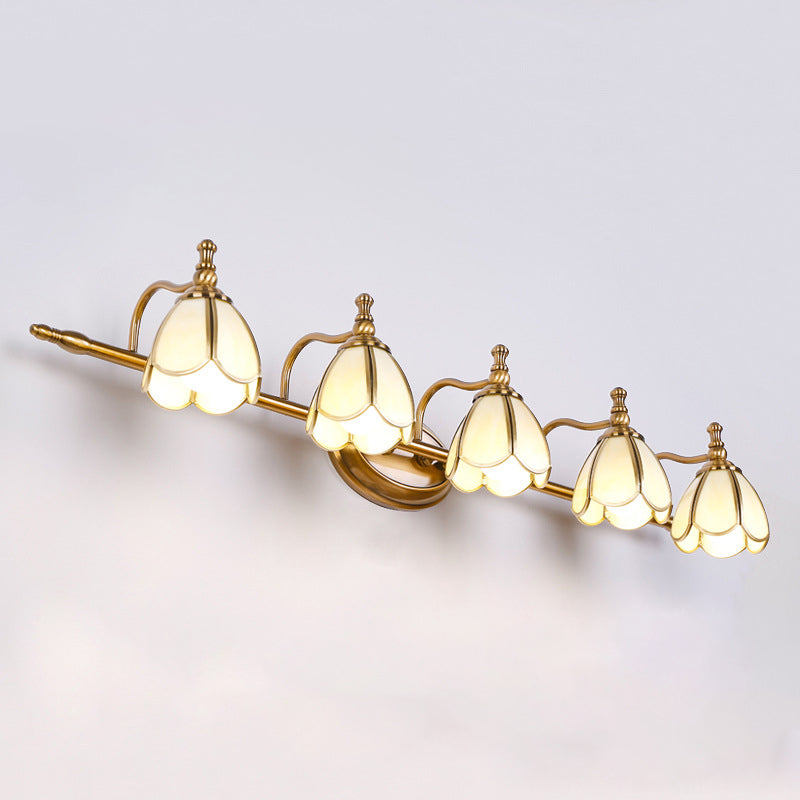 Luce frontale a specchio moderna semplice luce vanità con tonalità di vetro per bagno