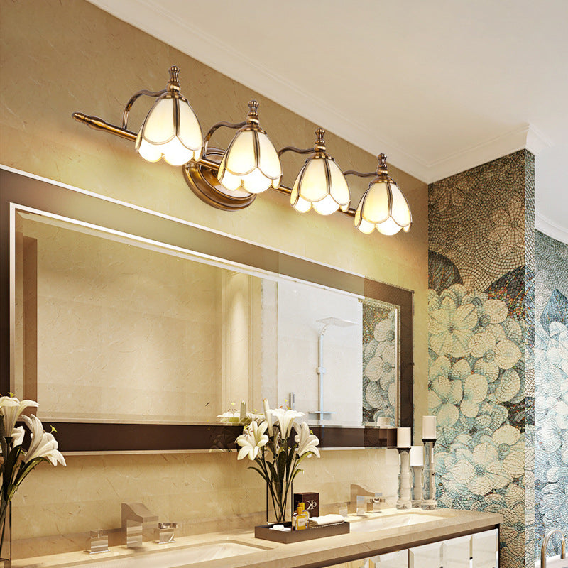 Luce frontale a specchio moderna semplice luce vanità con tonalità di vetro per bagno