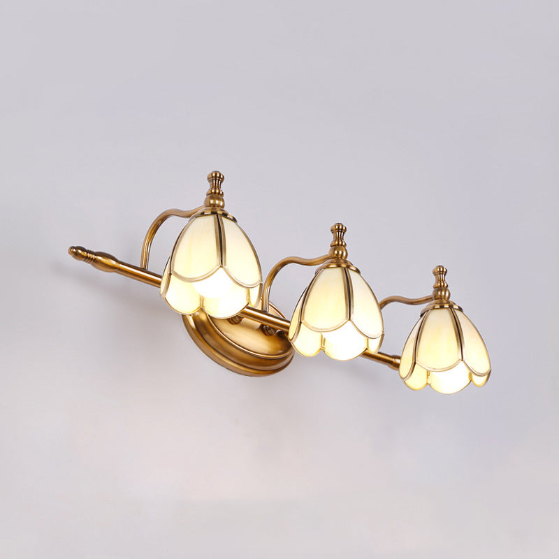 Luce frontale a specchio moderna semplice luce vanità con tonalità di vetro per bagno