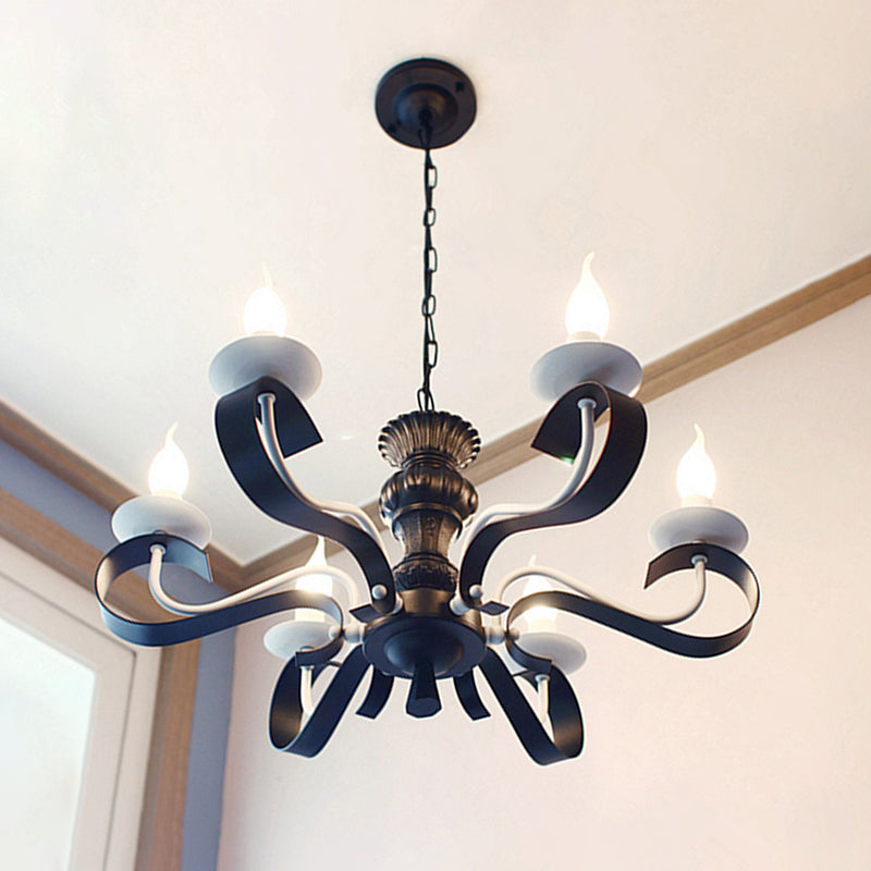 Luces de araña únicas tradicionales luces colgantes colgantes de metal en negro