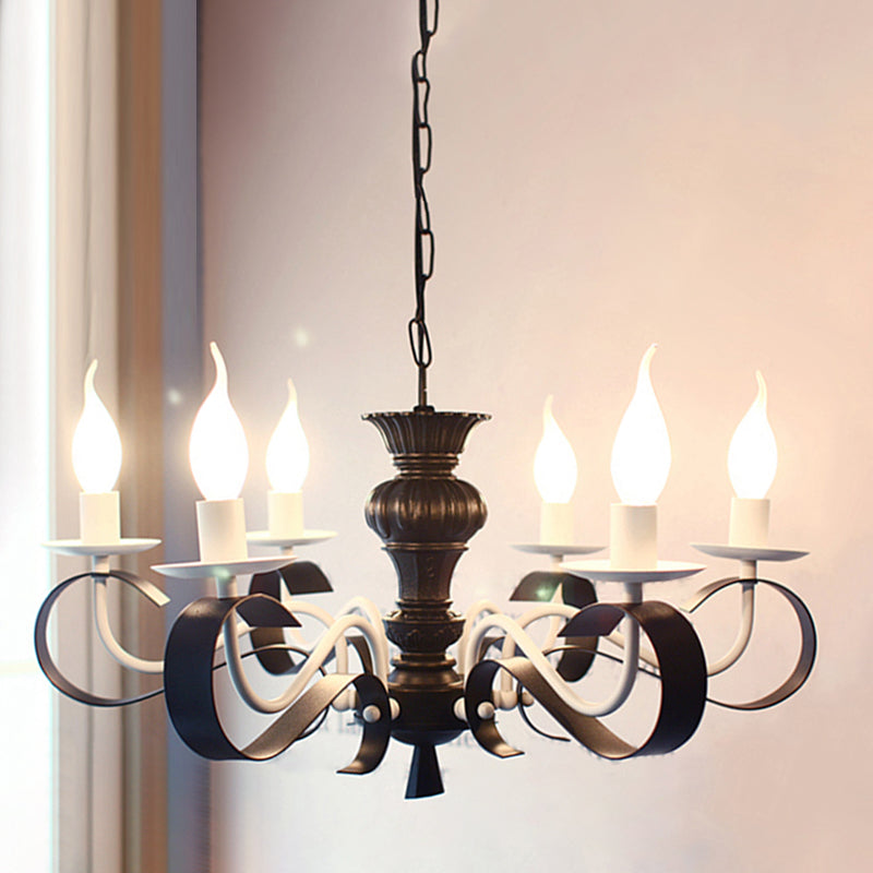 Luces de araña únicas tradicionales luces colgantes colgantes de metal en negro