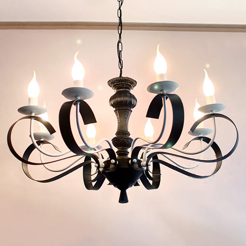 Luces de araña únicas tradicionales luces colgantes colgantes de metal en negro