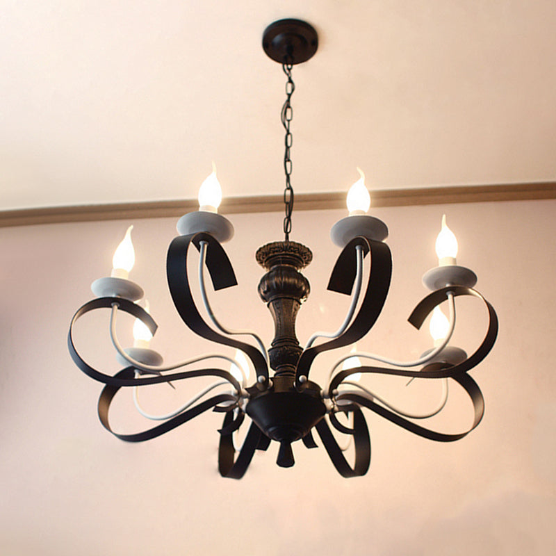 Luces de araña únicas tradicionales luces colgantes colgantes de metal en negro