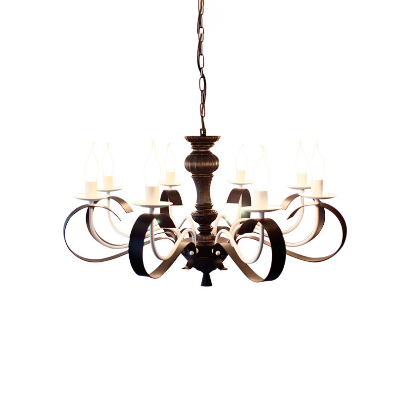 Luces de araña únicas tradicionales luces colgantes colgantes de metal en negro