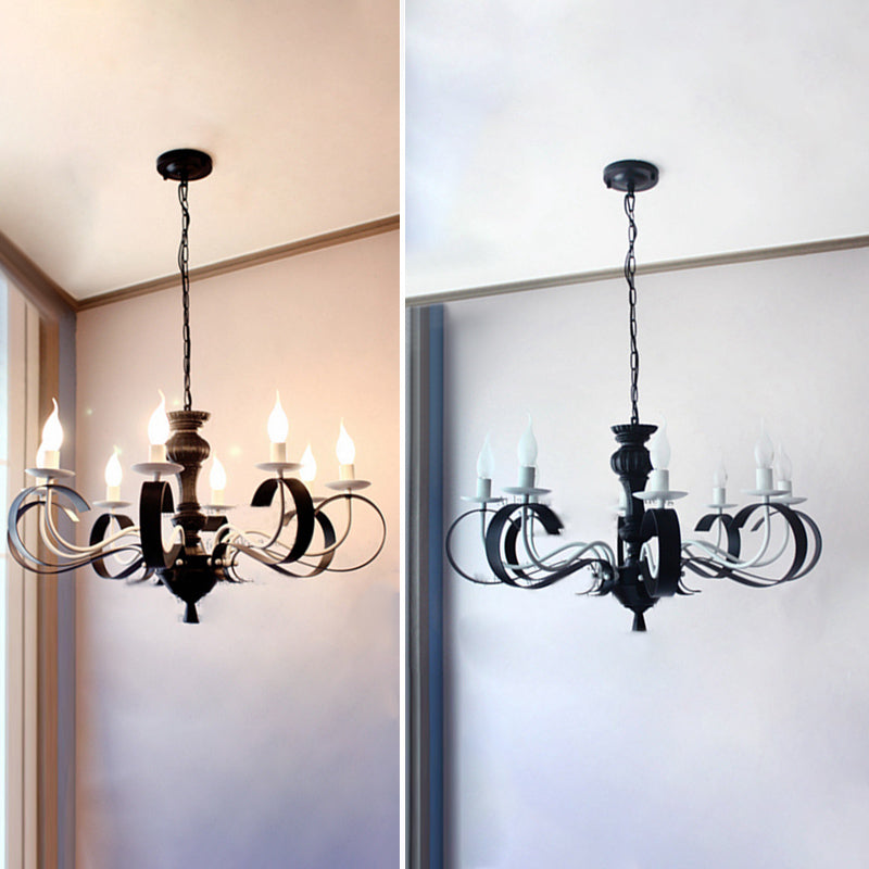 Luces de araña únicas tradicionales luces colgantes colgantes de metal en negro