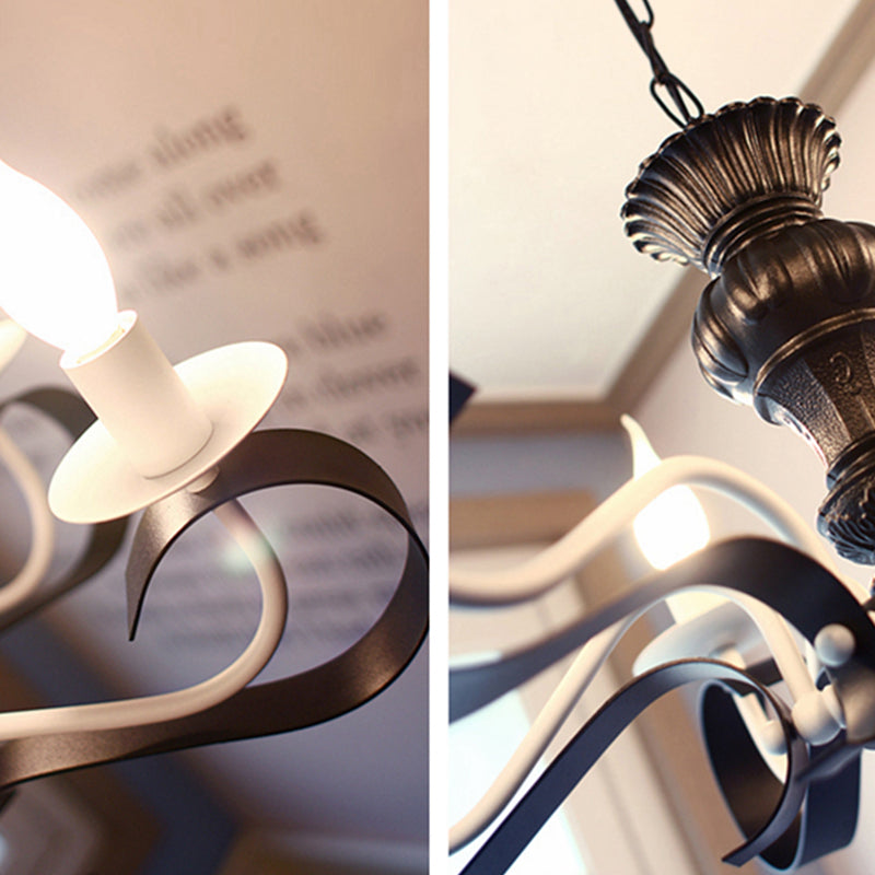 Luces de araña únicas tradicionales luces colgantes colgantes de metal en negro