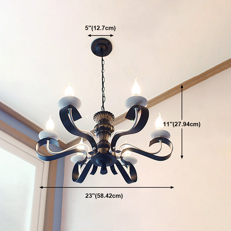Luces de araña únicas tradicionales luces colgantes colgantes de metal en negro