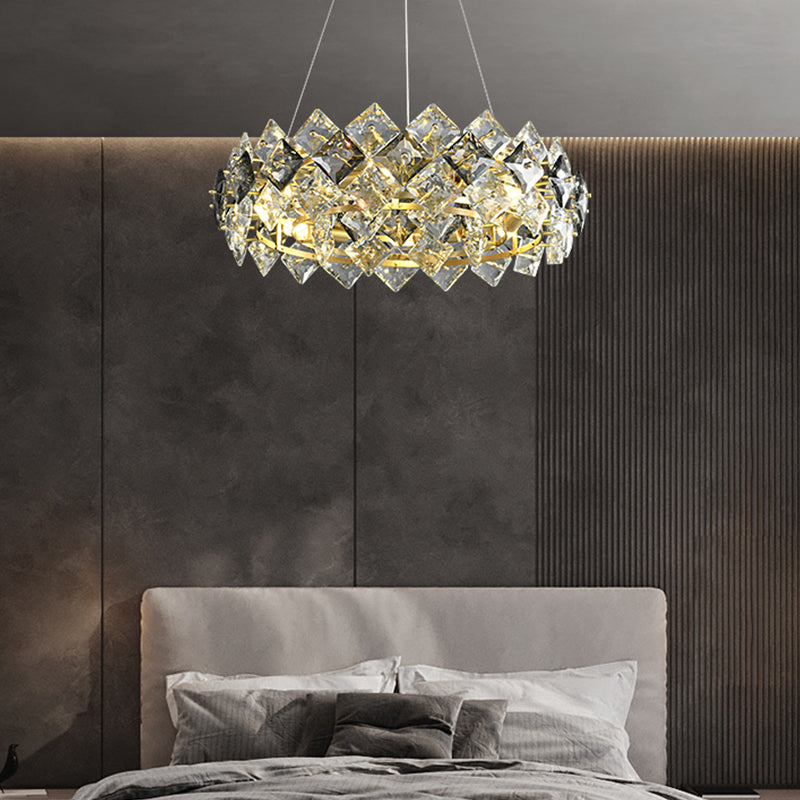 Geometrie vorm hanger kroonluchters hedendaagse stijl kristal kroonluchter lichten in goud