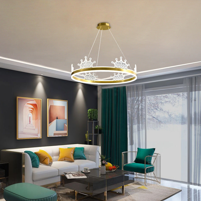 Postmodern Circle Chandelier Brass Chandelier Colgante en oro para comedor