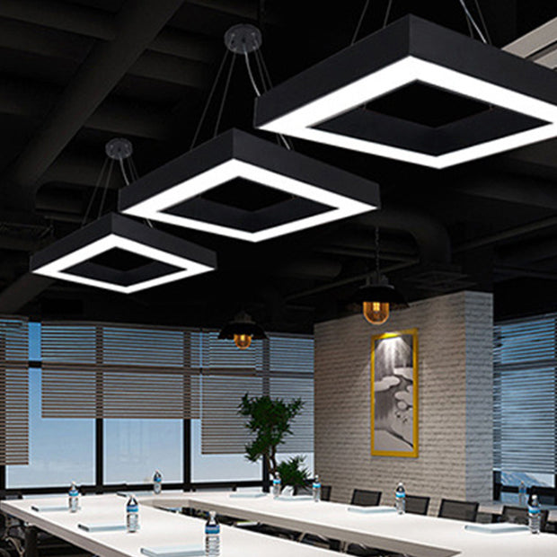 Metalen vierkante vorm hangend licht modern 1 licht spoelbevestiging verlichtingsarmaturen in zwart