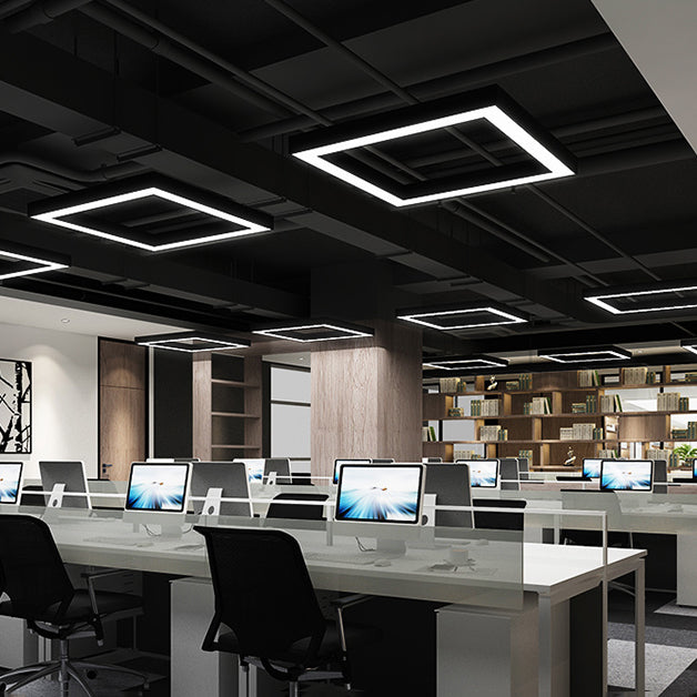 Metalen vierkante vorm hangend licht modern 1 licht spoelbevestiging verlichtingsarmaturen in zwart