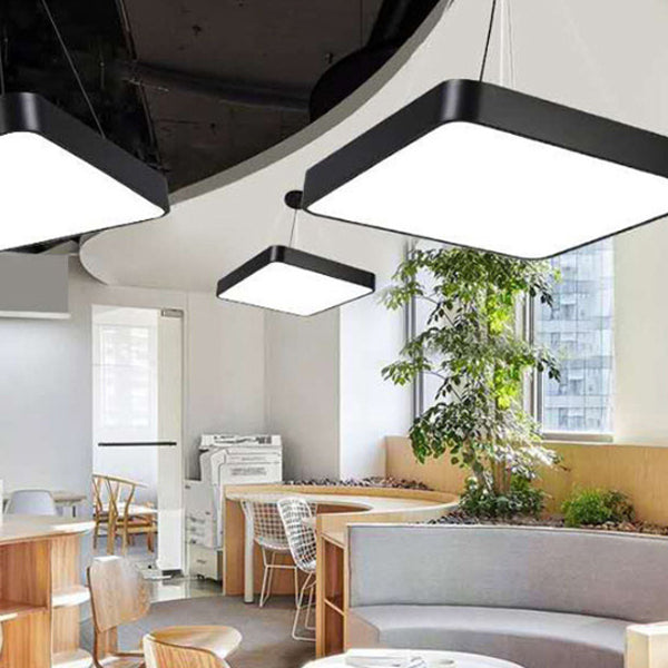 Metalen vierkante vorm hangend licht modern 1 licht spoelbevestiging verlichtingsarmaturen in zwart