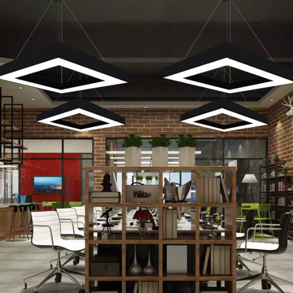 Metalen vierkante vorm hangend licht modern 1 licht spoelbevestiging verlichtingsarmaturen in zwart