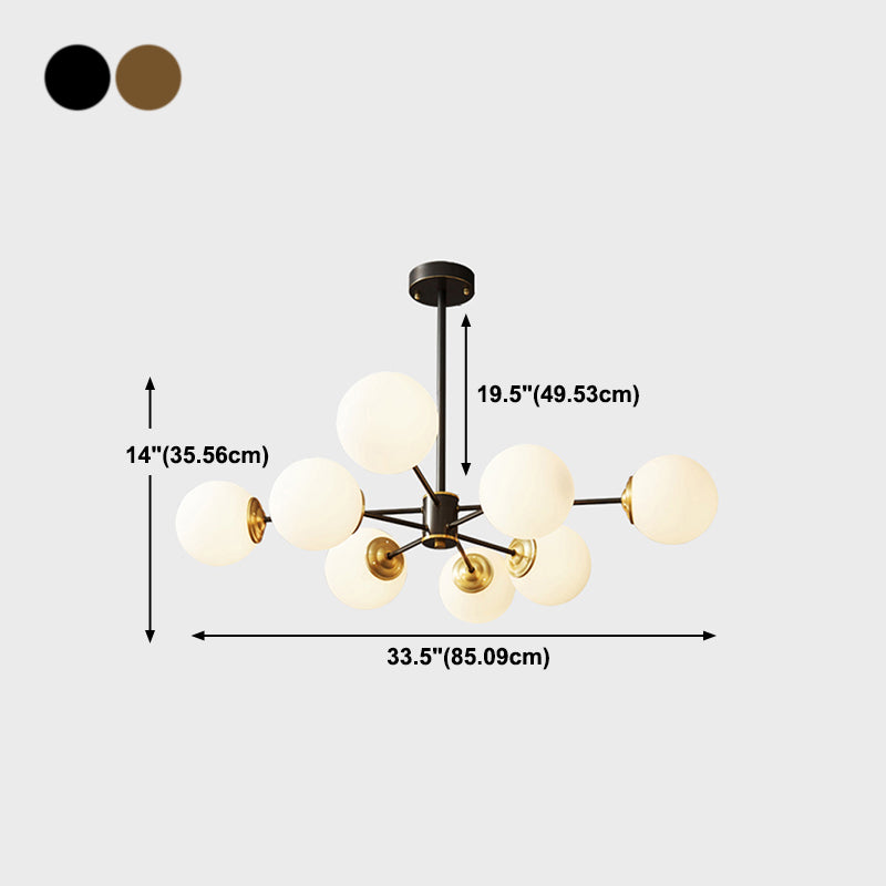 Noordse koperen kroonluchter globe multi -light kroonluchter hanger met glas voor woonkamer