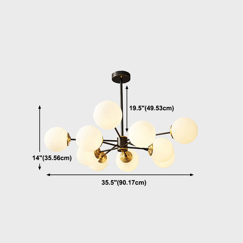 Noordse koperen kroonluchter globe multi -light kroonluchter hanger met glas voor woonkamer