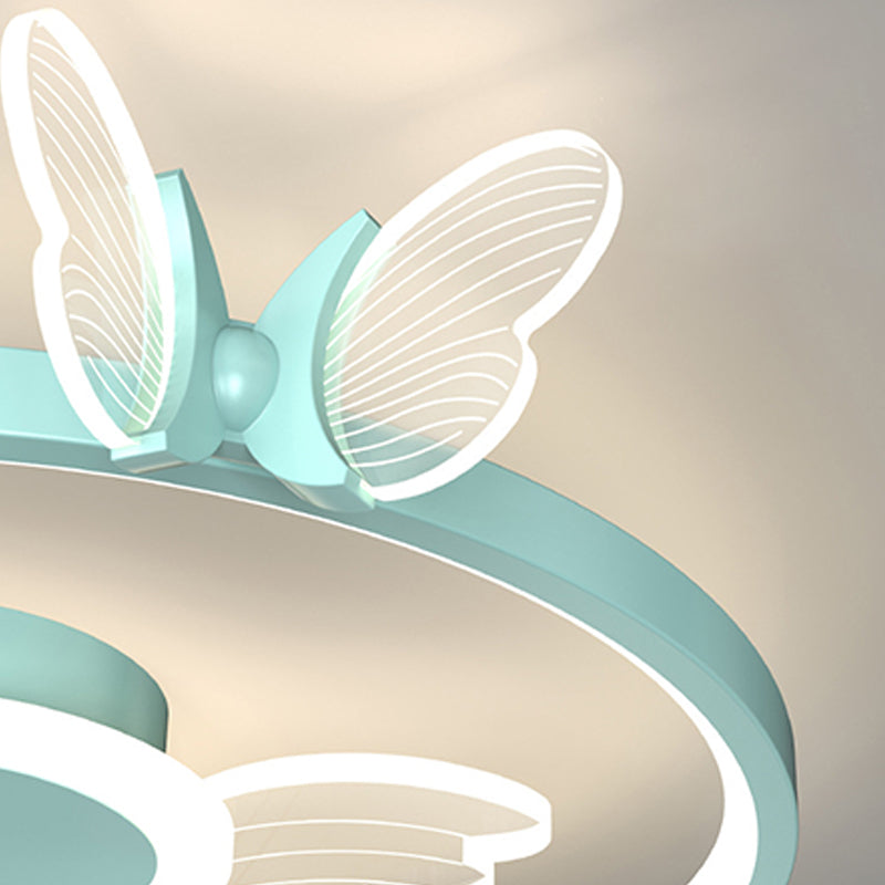 Luz de techo de ventilador de techo de estilo chlidren Luz de montaje de mariposa LED con sombra acrílica