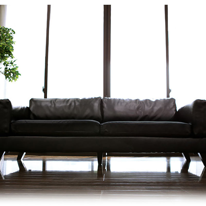 Faux Leather Sofa Modern 25.98" H Cushions Couch in Black/Brown