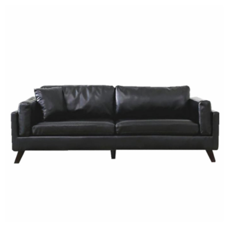 Faux Leather Sofa Modern 25.98" H Cushions Couch in Black/Brown
