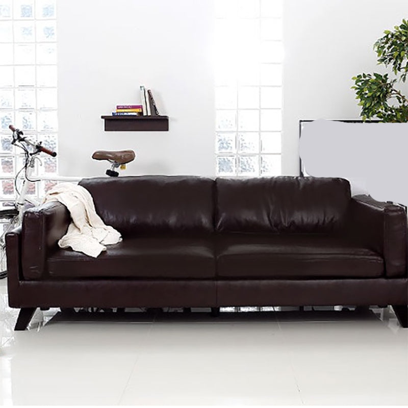 Faux Leather Sofa Modern 25.98" H Cushions Couch in Black/Brown