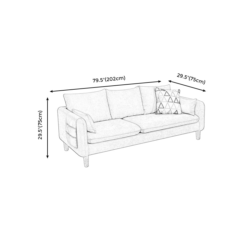 Square Arm Modern Sofa 30"W Linen Sofa for Living Room with Storage