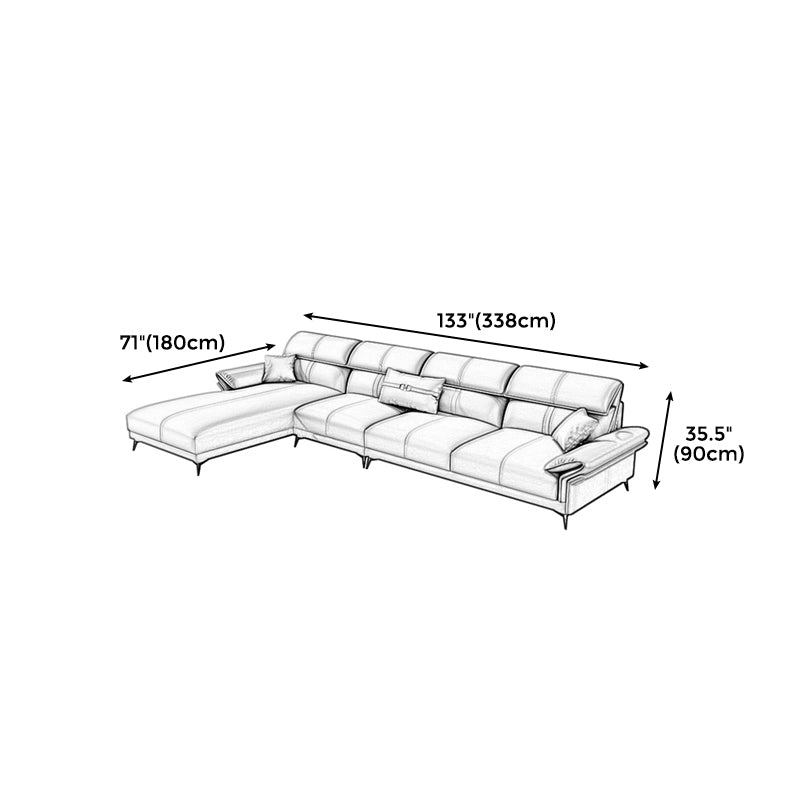 Contemporary Sewn Pillow Back Sofa 35.43"H Pillow Top Arm Sectional