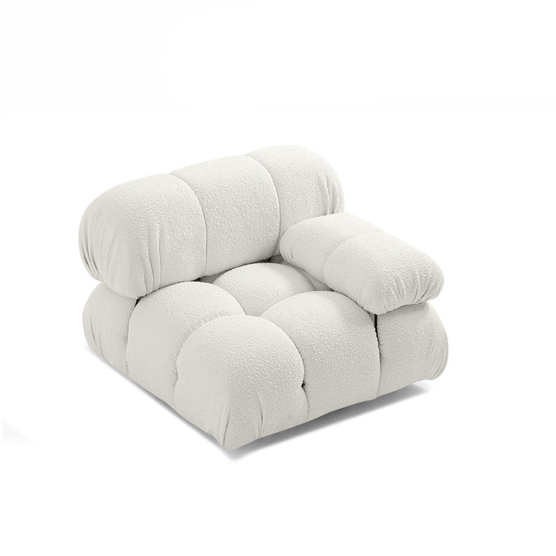 Contemporary Biscuit Back Sofa 26.38"High Velvet Couch for Living Room,White