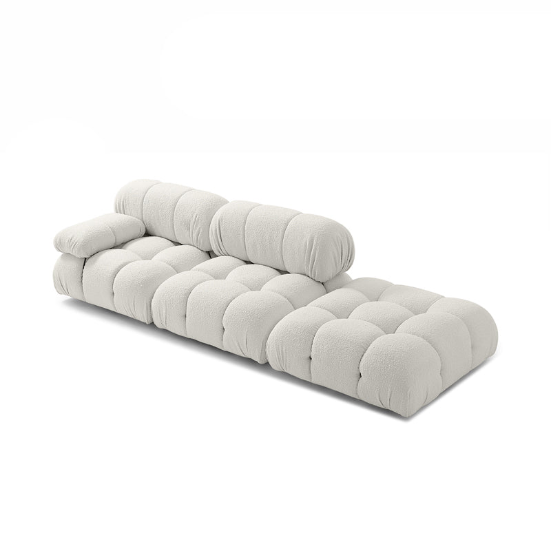 Contemporary Biscuit Back Sofa 26.38"High Velvet Couch for Living Room,White