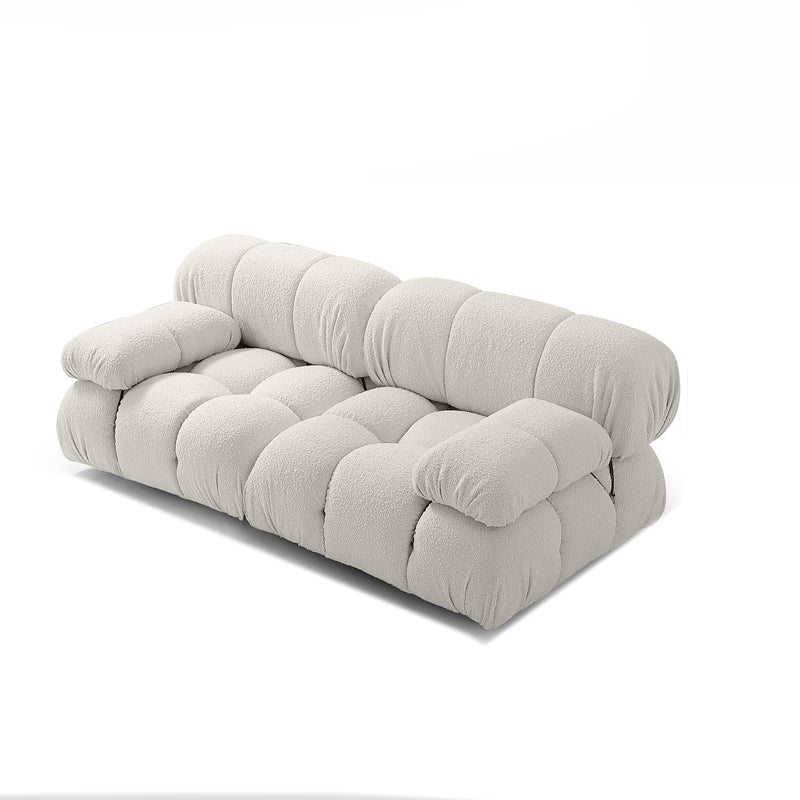 Contemporary Biscuit Back Sofa 26.38"High Velvet Couch for Living Room,White