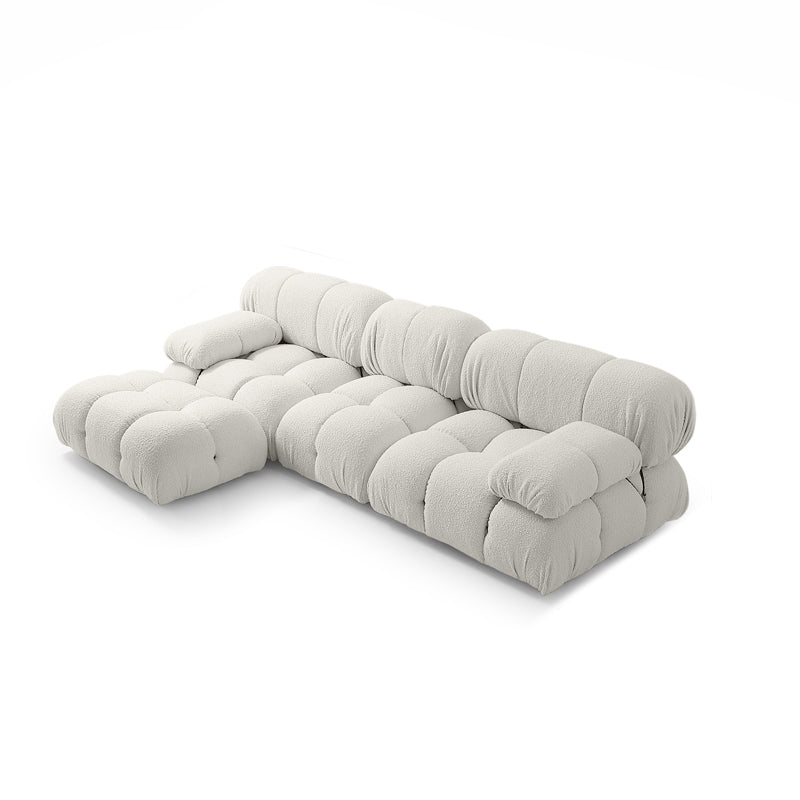 Contemporary Biscuit Back Sofa 26.38"High Velvet Couch for Living Room,White