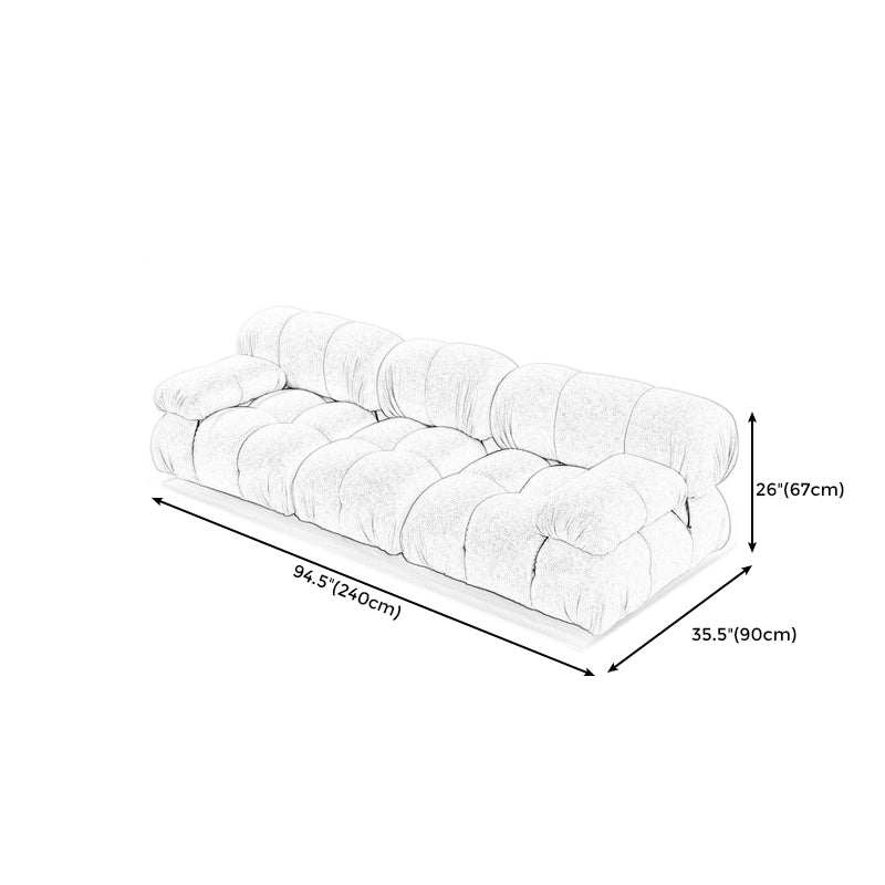 Contemporary Biscuit Back Sofa 26.38"High Velvet Couch for Living Room,White