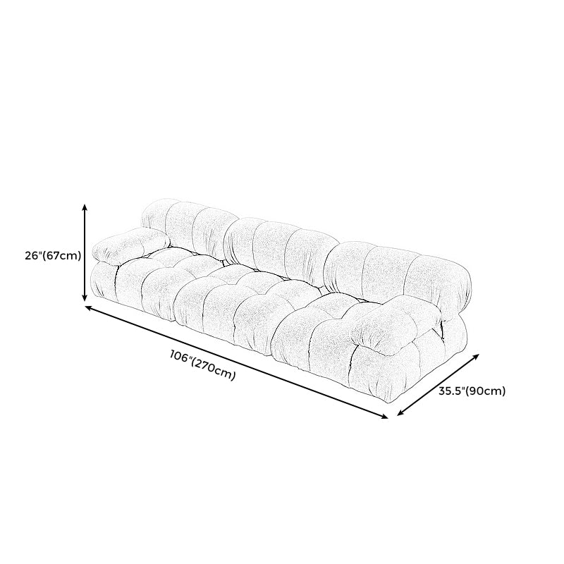 Contemporary Biscuit Back Sofa 26.38"High Velvet Couch for Living Room,White