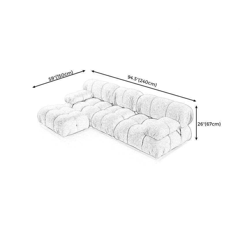 Contemporary Biscuit Back Sofa 26.38"High Velvet Couch for Living Room,White