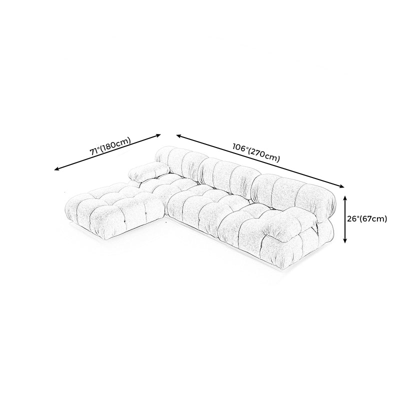 Contemporary Biscuit Back Sofa 26.38"High Velvet Couch for Living Room,White