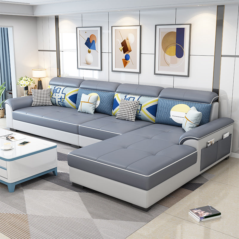 Contemporary 4-seater Sofa Sewn Pillow Back Sectional with Storage
