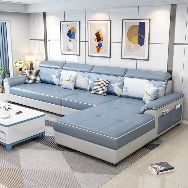 Contemporary 4-seater Sofa Sewn Pillow Back Sectional with Storage