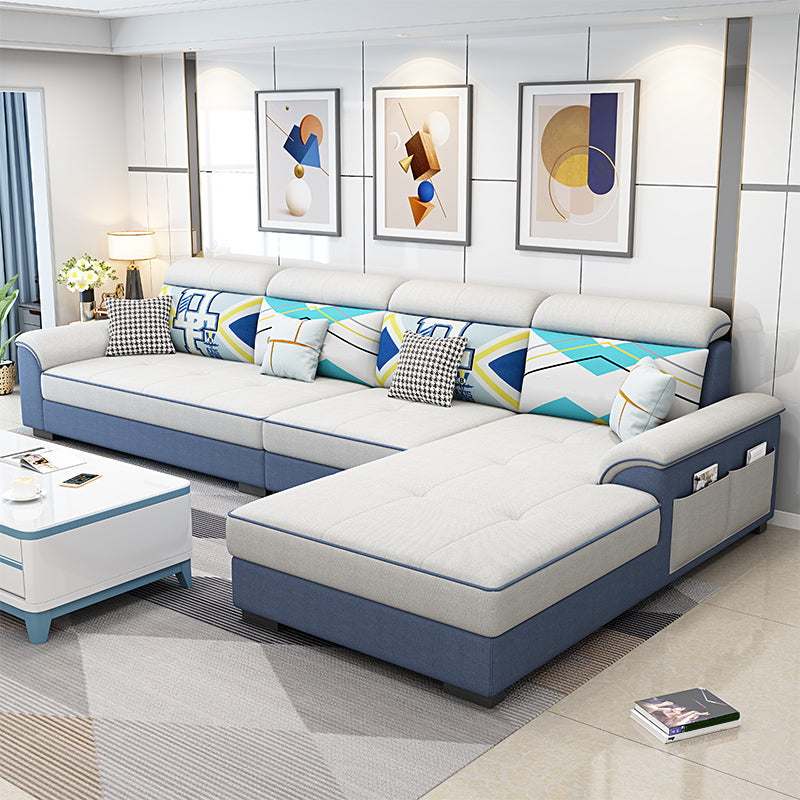 Contemporary 4-seater Sofa Sewn Pillow Back Sectional with Storage