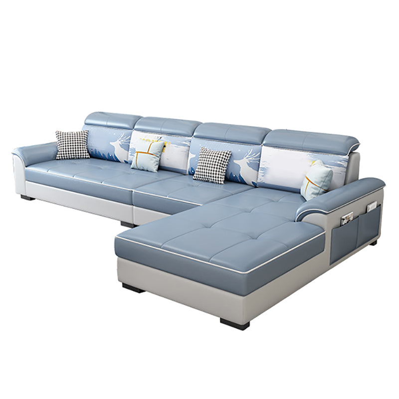 Contemporary 4-seater Sofa Sewn Pillow Back Sectional with Storage
